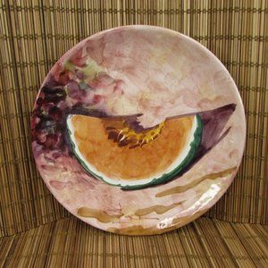 Peasant Village Italian Pottery Hand Painted Fruit Cantaloupe 8.25" Salad Plate